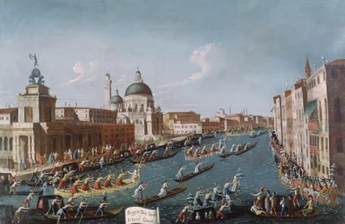 De Vrouwenregatta op het Canal Grande, Venetië